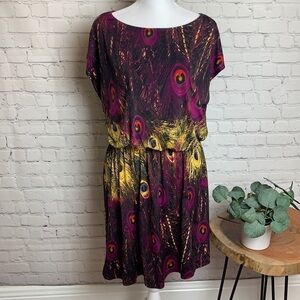 Myan Feather Print Dress